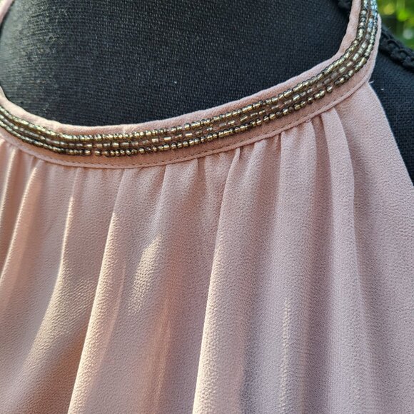 Chiffon Cocktail Dress with Beaded Neck and Waist Accents Size 10 - Picture 2 of 11